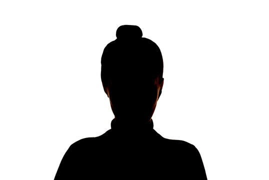 recommend clip art: Dark silhouette of young girl on a white background, concept of anonymity.