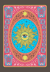 Tarot card sun Occult, fortune telling, tapestry