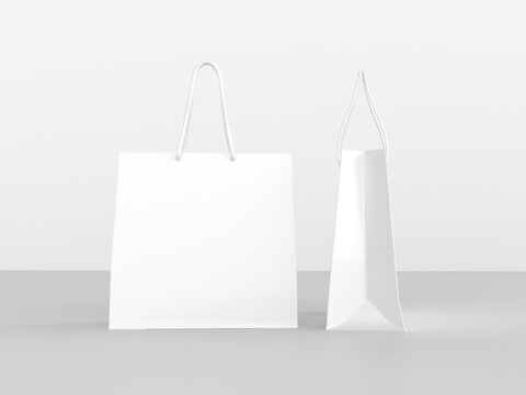 Paper bag on white background. Mockup for design.