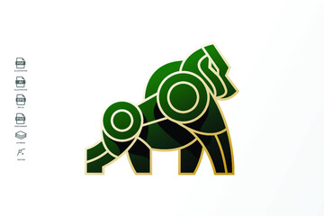 Lineart gorilla Tattoo Logo Illustration