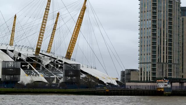 A Close Look at The Damaged 02 Stadium After Storm Eunice