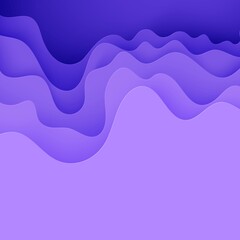 Plakat Abstract background in paper cut style. 3d violet and purple colors waves with smooth shadow. Vector card illustration with layered curved line shape. Squared composition of liquid layers in papercut.