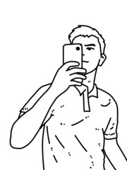 black and white of cute man for coloring