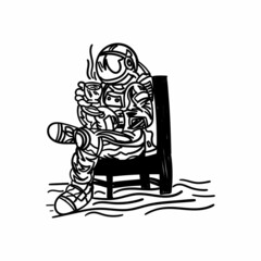 illustration of astronaut sitting on a chair