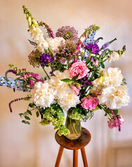 Romantic bouquet on a wooden table