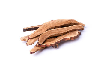Dried Ganioderma Lucidum mushroom (Ling Zhi, Lingzhi, Reishi) isolated on white background.
