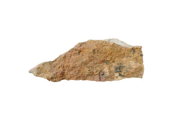 Cut out of Tuff igneous rock isolated on white background. Tuff is volcaniclastic rock composed of solid volcanic ash.
