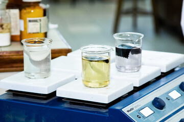 laboratory tubes with liquid