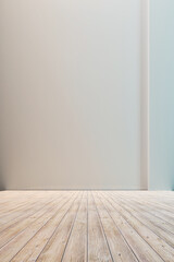 Empty floor with white walls and floor. Empty room studio gradient used for background and display your product. 3d illustration