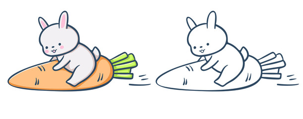 Hand-drawn illustration of funny cartoon Bunny.