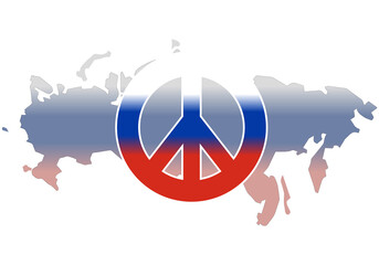 Russia, February 2022, War in Ukraine. Sign of Peace - Russia