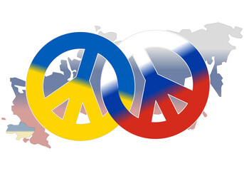 Ukraine-Russia, February 2022, War in Ukraine. Sign of Peace - Russia and Ukraine