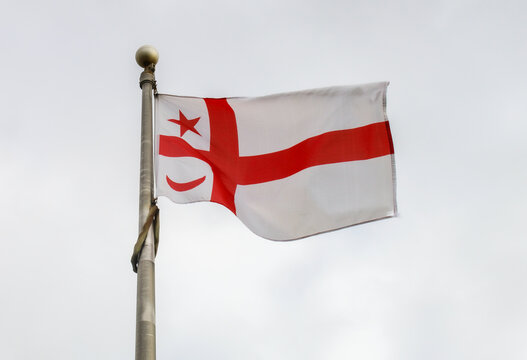 Closeup of Grand Council Flag of the Mi'kmaq Nation.