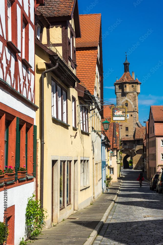 Sticker Road near the old buildings in Rothenburg ob der Tauber