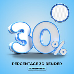 3D 30 percentage for discount sale element blue color
