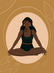 Creative design of a poster or banner with an illustration of a woman doing yoga to celebrate Yoga Day on an abstract background. June 21st celebrations of world yoga day