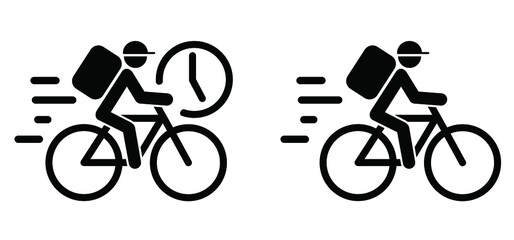 Deadlines shipping, riding cycling line pattern. Home, work courier delivery by bicycle icon or pictogram, fast deliveryman. Express delivery, track and trace processing concept. Bike symbol or logo - obrazy, fototapety, plakaty