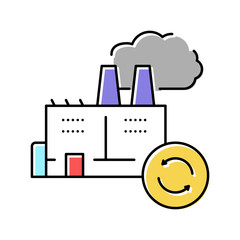 garbege recycling factory color icon vector illustration