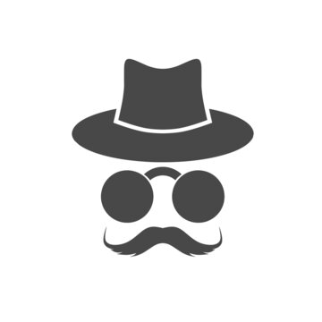 vector illustration, hat design, glasses and mustache, men's fashion icon