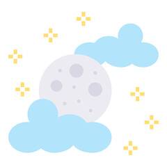 Night flat icon. Can be used for digital product, presentation, print design and more.