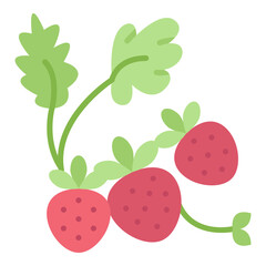 Strawberry with leaf flat icon. Can be used for digital product, presentation, print design and more.