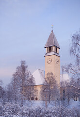 Church in the small town Burträsk in Sweden