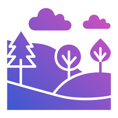 Hill and tree flat gradient icon. Can be used for digital product, presentation, print design and more.