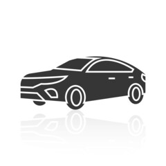 solid icons for Car side view and shadow,vector illustrations