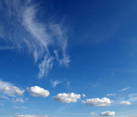The sky and white clouds.
