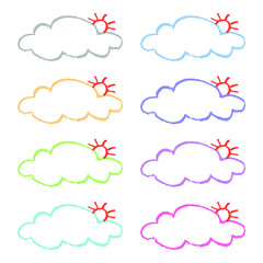 색연필 손그림 라벨 2103(C)_구름, 해