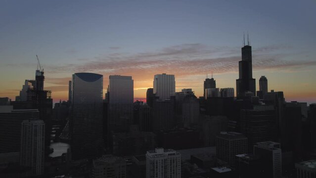 Aerial Sunset Chicago Sunrise Beauty