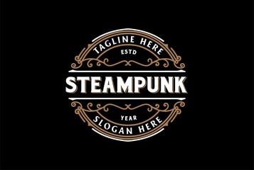 Retro Vintage Hipster Steampunk Badge Emblem Label Logo Design Vector
