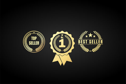 Golden Luxury Laurel Leaf for Top Best Number One Seller Badge Emblem Label Design Vector