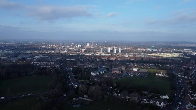 Wide generic aerial view of Wolverhampton in the West Midlands UK