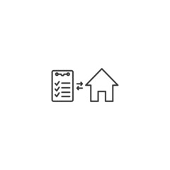 Home loan property sell line icon. Balance calculation cottage mortgage