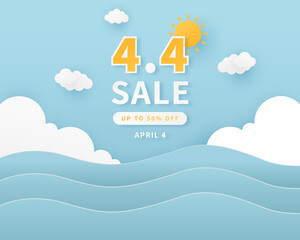 4.4 sale promotion banner. Trendy design template for advertisement, social media, business, fashion ads, etc. Vector illustration.