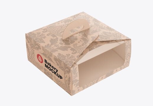 Square Food Box with Window Mockup