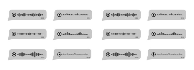 Voice messsage icon set. Bubbles templates for voice chatting. Vector EPS 10