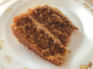 A slice of homemade coffee cake.