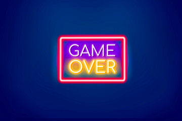Game Over neon banner on the graphic background.