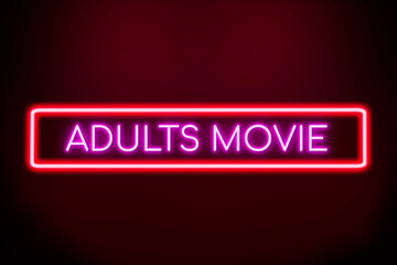 Adults Movie neon banner on the graphic background.