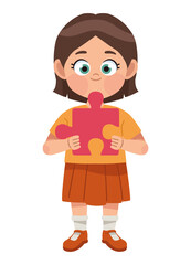 autistic girl with puzzle piece