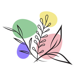 Vector illustration with twigs and easter eggs for icons.