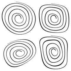 Set of four spirals. Plain black spirals.