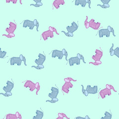 Elephant cute seamless pattern. Background with kids toy.