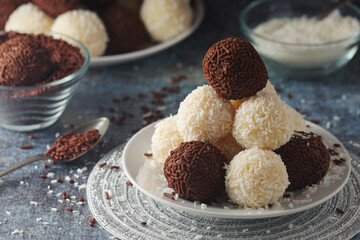 Beijinho and Brigadeiro sweets - national cuisine of Brazil	