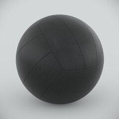 3d rendering of a black leather volleyball on a light background