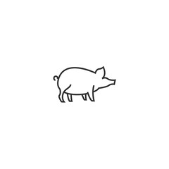 Pig animal farm line icon. Pork livestock piglet