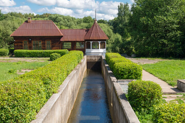 Old rural hydroelectric power station, one of the first rural hydroelectric power plants in the USSR. Yaropolets, Moscow region, Russia