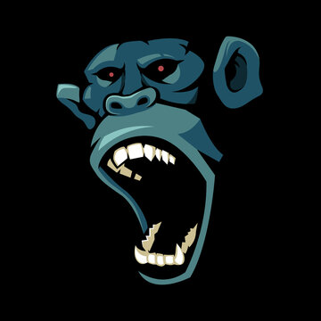 Illustration of monkey screaming mascot logo design vector